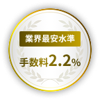 手数料2.2%（税別）